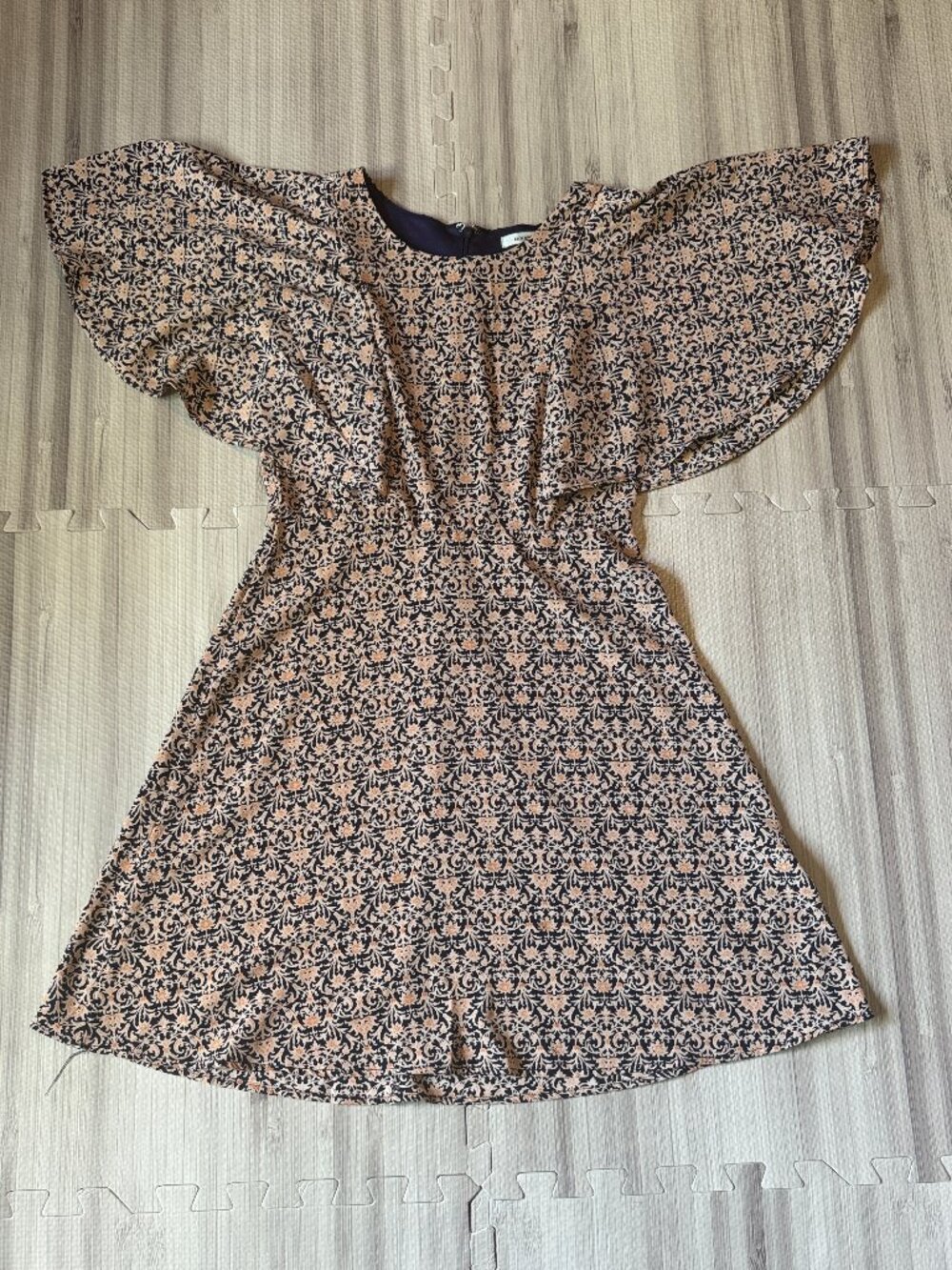Urban Outfitters Kimchi Blue Damask Flutter Sleeve Mini Dress